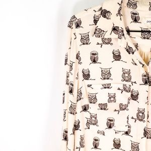 ANTHROPOLOGIE PORRIDGE Owl Button Down Shirt Sz M